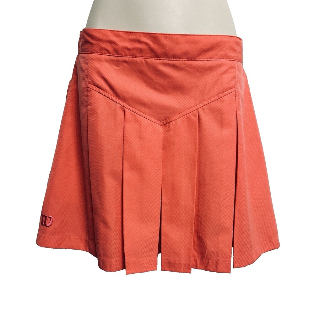 Wilson Retro Lightweight Athletic Tennis Sporty Pleaded Coral Mini Skirt 12